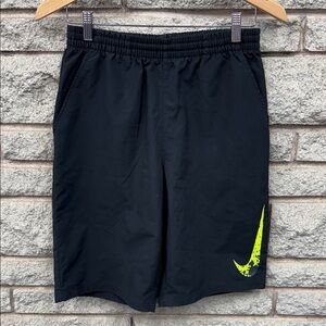Nike Black Shorts with Neon Yellow Swoosh